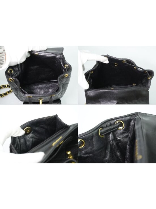Chanel CC Logo Quilted Backpack Lambskin Leather Black main image 4